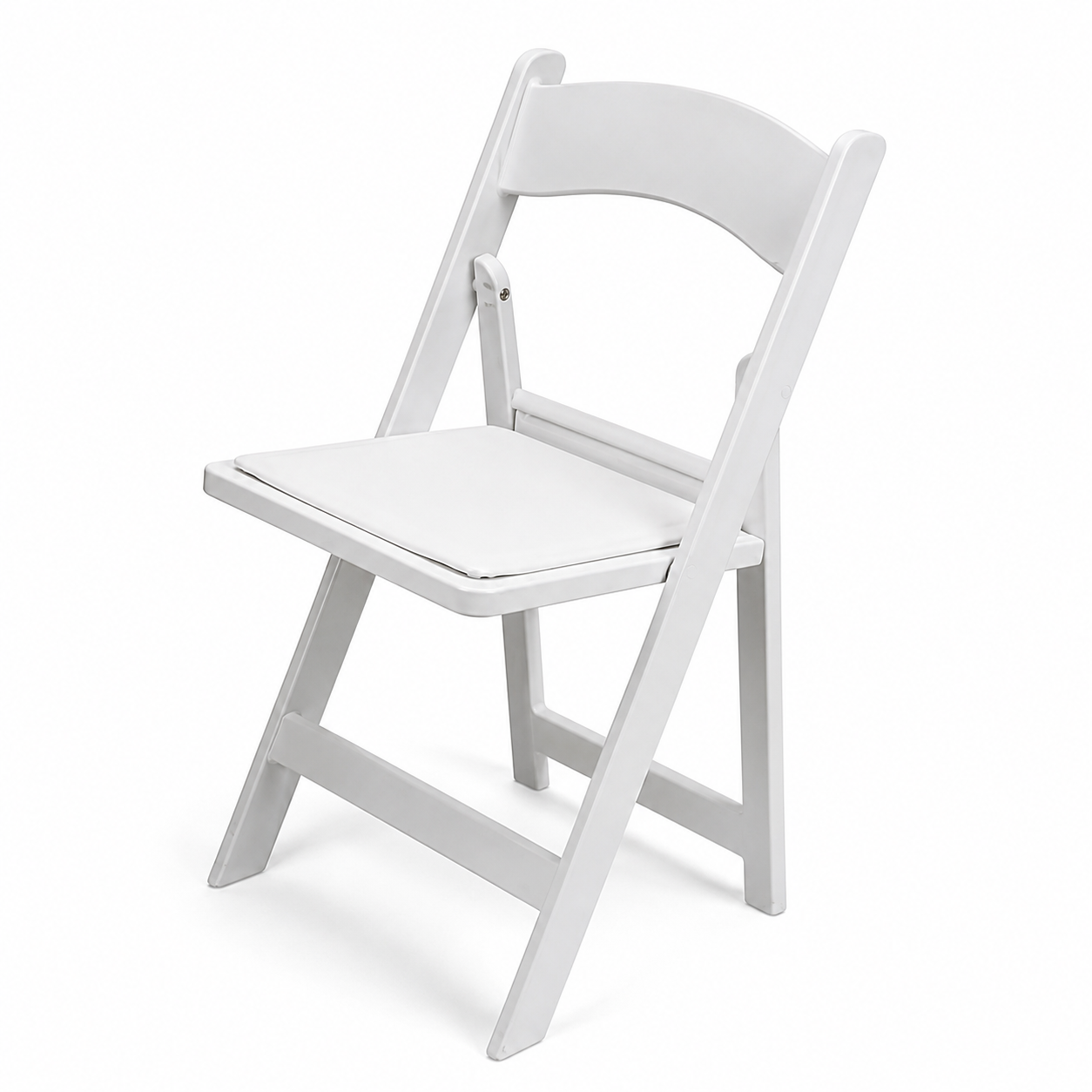 White padded folding chair
